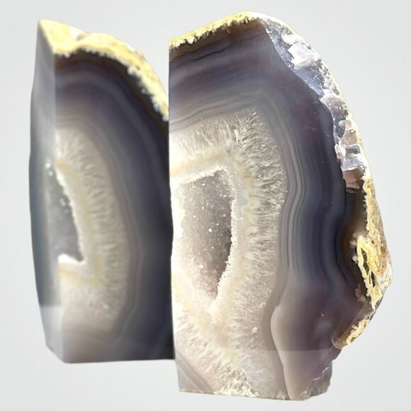 Geode Center, Unique Bookends, Crystal Druzy, Authentic Agate, Bookshelf Decor, - Picture 6 of 13